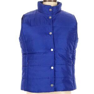 Daisy Fuentes Blue Nylon Button Puffer Sleeveless Vest M NWOT